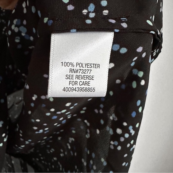 Elle Blue Speckle Dot Print Flowy Chiffon Office Casual Popover Blouse sz XS - Picture 5 of 7